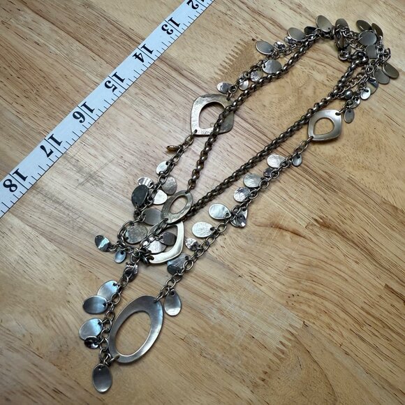 Chicos Silver-Tone Mixed Metal Long Statement Necklace Boho, Gypsy, Southwestern - Picture 6 of 6